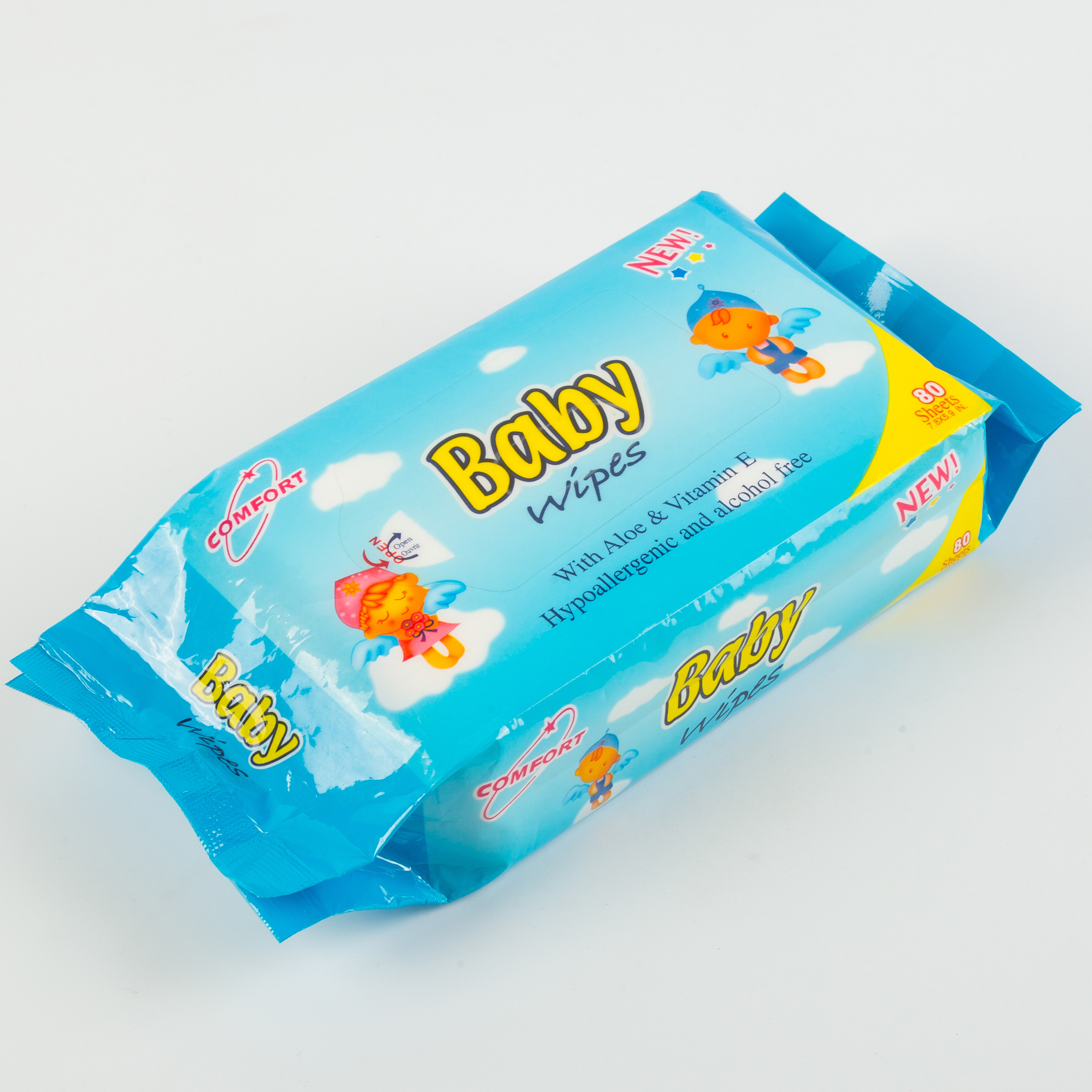 80 piezas de alimentos de grado alimento de pH natural que equilibra las toallitas para bebés con aceite de coco 