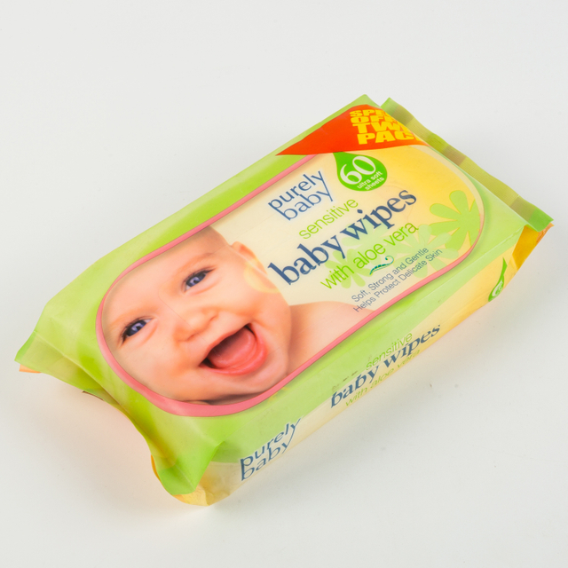 60 piezas Pure Organic Natural Water Natural Algodón Touch de algodón Baby Toallitas