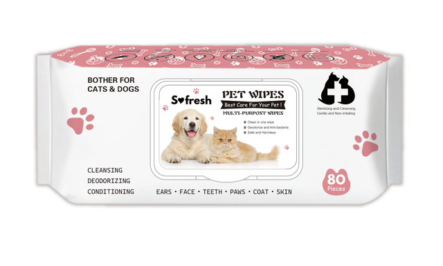 Toallitas de limpieza húmedas de papel suave de 80 piezas para gatos y perros limpieza de mascotas